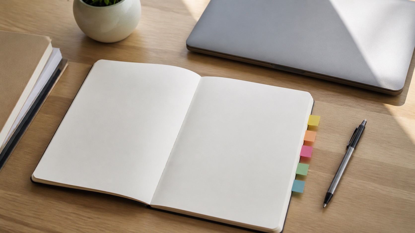 Blank notebook with colored tabs for ADR source verification